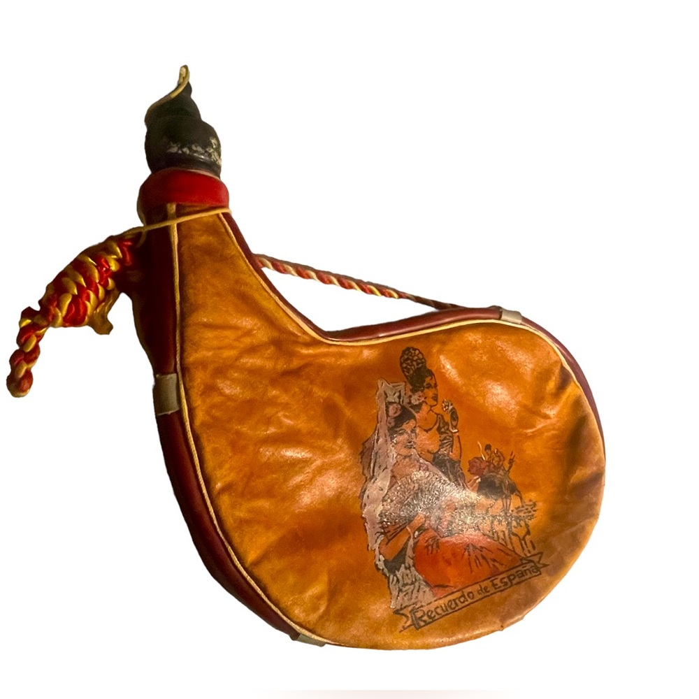HANDMADE VINTAGE LEATHER BOTA / WATER-SKIN recuerdo de españa -water/wine pouch